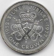 ISLE OF MAN - One Crown - 1977 - Argent - Isle Of Man