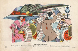 La  Mode De 1900 Surrealisme Grand Chapeau Cause Accidents  Sager Bus Fiacre Taxi Bastille Securité Routière - Other & Unclassified