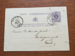 K30 Belgien Ganzsache Stationery Entier Postal P 10 Von Grammont Nach Gand - Postcards [1871-09]