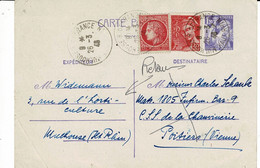Entier Postal 1.20 Frs Iris Poitiers C.S.S. De La Chauvinerie 26.3.1945 - WW II