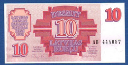 LATVIA - P.38 – 10 Latvijas Rubļu 1992 UNC-, Serie AB 444087 - Latvia