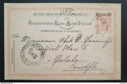 Österreich Levante 1891, Postkarte 20 Para SMIRNE Gelaufen CONSTANTINOPEL - Oostenrijkse Levant