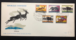 RWANDA, Uncirculated FDC, « Fauna », « Impala», « Bufalus », « Elephant », 1964 - 1962-1969