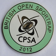 British Open Sporting (CPSA) Clay Pigeon Shooting Association 2012 Archery Shooting PINS BADGES A5/4 - Boogschieten