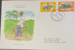 SO) CAYMAN ISLANDS, BICYCLE, PALMA, HORSE, DELIVERY, FDC, CIRCULATED - Iles Caïmans