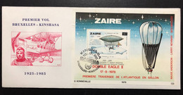 ZAÏRE, Uncirculated FDC, « SABENA », « BALLOONS », « AIRCRAFTS », 1985 - 1980-1989