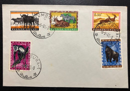RUANDA-URUNDI, Uncirculated FDC « FAUNA », « Zebra », « Oryx », « Gorilla », « Buffalo », 1961 - Oblitérés
