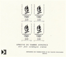 épreuve Du Timbre Annonce XVI Jeux Olympiques D'hiver Albertville 92 - Luxeproeven