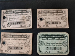 4 TITRES 1924/31/32/33 , FEDERATION COLOMBOPHILE BELGE 4 TITRES DE PROPRIÉTÉ DE LA BAGUE - Unclassified