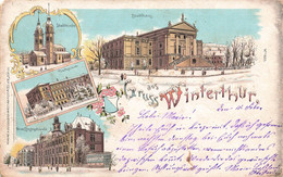 Gruss Aus Winterthur Litho 1900 Im Winter Stadthaus Technikum - Winterthur