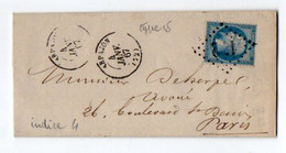 TB 3306 - 1867 - LAC - Lettre - Etude De Mr Emile HALARD Huissier - Priseur Succ De Mr HARDY à ARPAJON Pour PARIS - 1849-1876: Période Classique