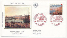 FRANCE - Env FDC Soie - Croix Rouge Française 1991 - Port De Toulon - TOULON - 30 Nov 1991 - 1990-1999