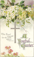 "Silver Cross. Flowers. Easter Message" Tuck Holy Easter Series PC # 762 - Tuck, Raphael