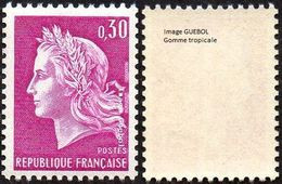 France Marianne De Cheffer N° 1536 A ** Roulette - La République Le 0f30 Lilas Gravé, Variété Gomme Tropicale - 1967-1970 Marianne (Cheffer)