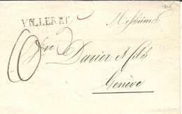 1845- Lettre De VILLERET - Canton De Berne  Taxe 10  Pour Genève - ...-1845 Préphilatélie