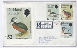 Falkland Islands 1987 Grebes 3v Registered Cover To Germany  Ca Port Stanley 13 FE 87  (FL207A) - Falklandeilanden