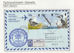 Falkland Islands 1996 Registered Airmail To Austria Ca Port Stanley 8 FE 96  (FL207B) - Isole Falkland