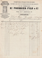 Facture Illustrée 1875 FOURNIER Papeterie Pour Chemin De Fer Banque Notariat Commerce TOULOUSE Haute Garonne - 1800 – 1899