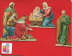 NOEL RELIGION CRECHE Trois Chromos Decoupis Gaufrés Rois Mage Jesus - Christmas