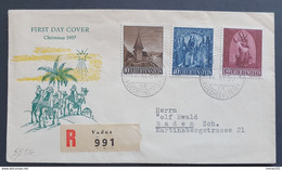 Liechtenstein 1957, Reco FDC Mi 362-64 VADUZ Nach BADEN - Covers & Documents