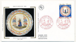 FRANCE - Env FDC Soie - Croix Rouge Française 1990 - Faiences De Quimper - 5 Mai 1990 - 1990-1999