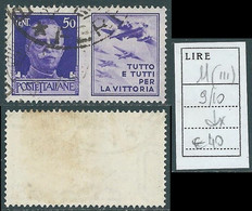 1942 REGNO PROPAGANDA DI GUERRA USATO 50 CENT FILIGRANA LETTERA - FL06-06 - Propagande De Guerre