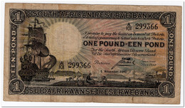 SOUTH AFRICA,1 POUND,1940,P.84e,F-VF - Sudafrica