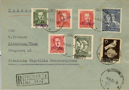 1951 POLONIA , CERTIFICADO POZNAN - ALTENBURG , LLEGADA , SOBRECARGA " GROSZY " , PRESIDENTE BIERUT - Brieven En Documenten