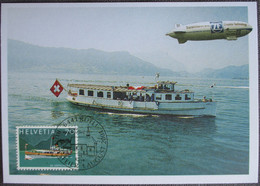 SWISS SUISSE HELVETIA SWITZERLAND POSTCARD CARTE POSTALE ANSICHTSKARTE BRIEFMARKEN PC AK PREMIER JOUR STAMP LUFTSCHIFF - Premier