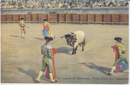 CPA - ARENE TAUREAU TORO - COURSE DE TAUREAUX - PREPARATION AUX BANDERILLES _ CORRIDA - Taureaux