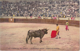 CPA - ARENES TAUREAU TORO - CORRIDA DE TOROS TAUREAUX - LA DERNIERE SUERTE - APPEL A LA MULETA - Taureaux