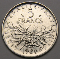 RARE, Issue D'un Coffret FDC ! 5 Francs Semeuse, 1980, Nickel - V° République - 5 Francs