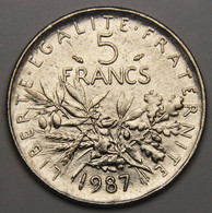 5 Francs Semeuse, 1987, Nickel - V° République - 5 Francs