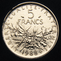 Issue D'un Coffret FDC ! 5 Francs Semeuse, 1988, Nickel - V° République - 5 Francs