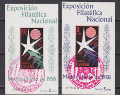 ESPAÑA 1958 - Bruselas Hojas Bloque Mataselladas Edifil Nº 1222/1223 - Blocs & Hojas