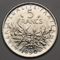 5 Francs Semeuse, 1990, Nickel - V° République - 5 Francs