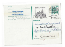 REGENSBURCH 8400 Ganzachenkarte 50 Pf Nach Frankreichh Commercy Lothringen 8 4 1980 - Postcards - Used