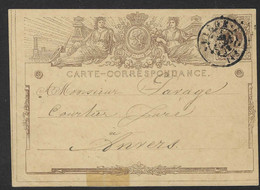 PWST Nr 1A  Liège Naar  Anvers - Postales [1871-09]