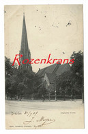 Ansicht Dresden Englische Kirche Animiert Mit Radfahrer Seltene Postkarte  AK CPA Rare Germany Deutschland 1909 - Dresden