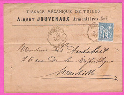 Enveloppe Complète En-tête Du Tissage Mécanique De Toiles Albert Jouvenaux à Armentières + Ambulant Hazebrouck à Lille - Kleding & Textiel