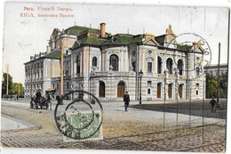 Lettonie - RIGA  -  Russisches Theater  - Théatre Russe  -  1910   - Attelage - Lettonie