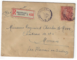 BRUXELLES Lettre Recommandée 3,25 F Ob 9 11 1943 Des France Charles De Moor Monn Hamois En Condroz - Briefe U. Dokumente
