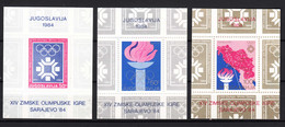 Yugoslavia 1983, 1984 Winter Olympic Games Sarajevo Mi#Block 22, 24 And 25 Mint Never Hinged - Unused Stamps