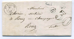 T15 Sainte Suzanne + Boite Rurale B De Torcé  + Taxe TDT 30c / Dept 51 Mayenne / 1857 - 1849-1876: Classic Period