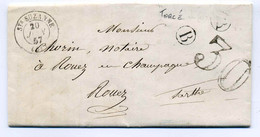 T15 Sainte Suzanne + Boite Rurale B De Torcé  + Taxe TDT 30c / Dept 51 Mayenne / 1857 - 1849-1876: Période Classique