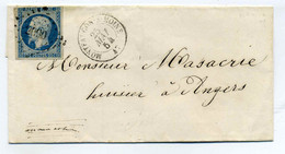 YT N°10 Présidence Seul Sur Lettre De MONTFAUCON SUR MOINE + Losange PC2090 / Dept 47 Maine Et Loire / 1854 - 1849-1876: Période Classique