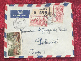 Niamey -Niger AOF 1957 -☛ Sokodé Togo (ex-colonie Protectorat France)Timbre Poste Aérienne Lettre Recommandée Document - Storia Postale