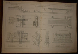 Plan Du Relèvement Du Pont Bineau Sur La Seine Entre Asnières Et Neuilly. 1871. - Travaux Publics