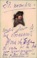 BOMPARD SIGNED 1920s POSTCARD - WOMAN WITH FUR - N- 594M/1 (3370) - Bompard, S.