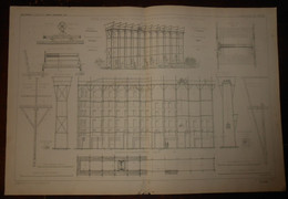 Plan D'un Grand échafaudage à Treuil Roulant, Employé Pour La Construction De 10 Maisons, Avenue Trudaine. 1871. - Andere Pläne